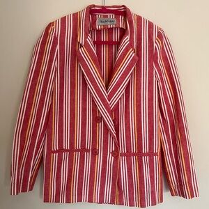 Vintage 1990’s Diane Von Furstenberg Red and Yellow Striped Blazer